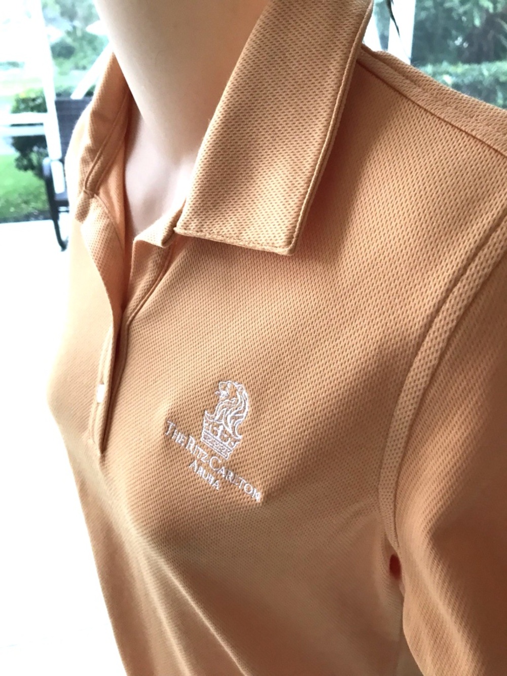Ritz Carlton ARUBA POLO GOLF SHIRT - Orange with Logo - Sz Medium - Mint
